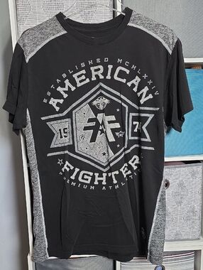 American Fighter Black and Gray Graphic Athletic Tee